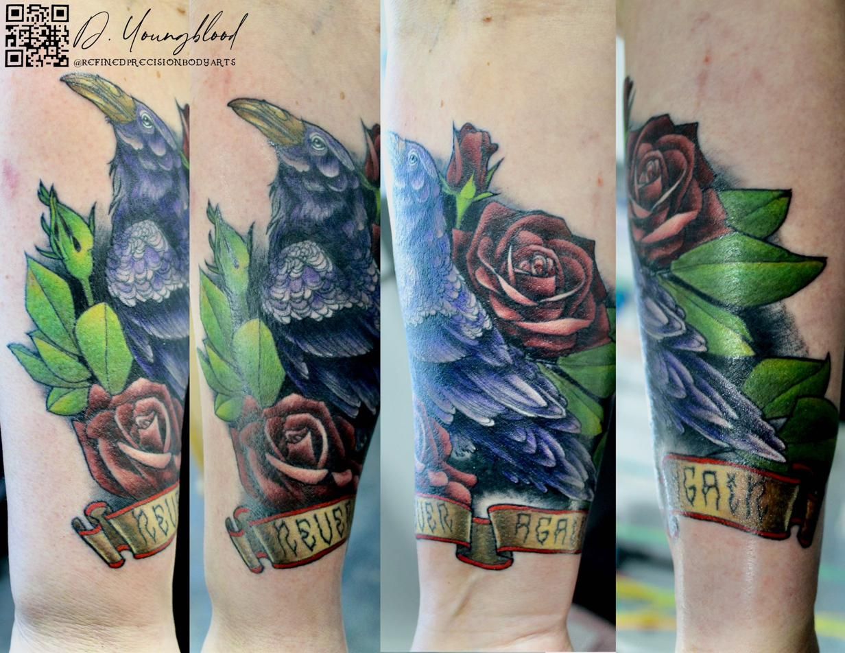 Raven and roses