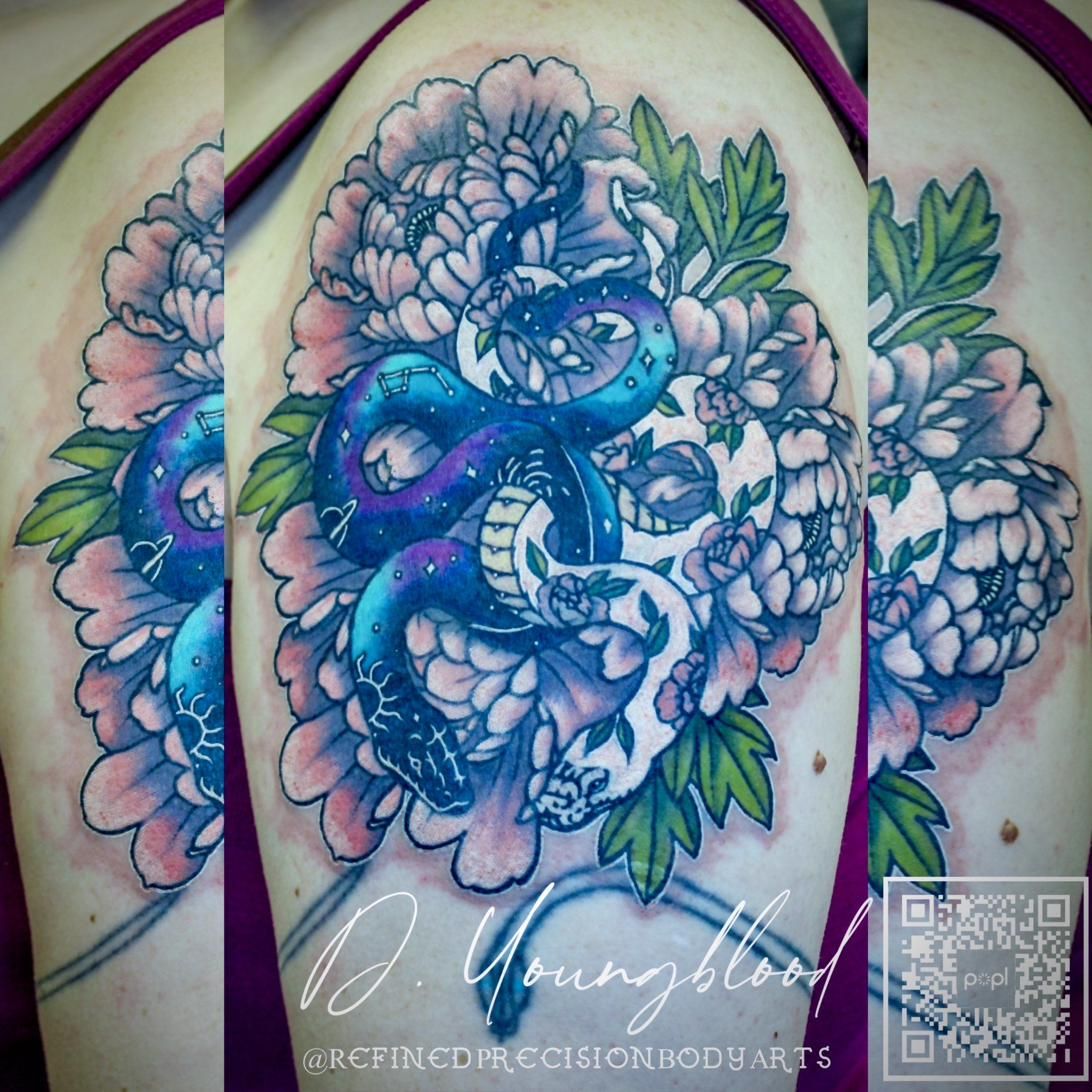 Snakes and peonies — view 2