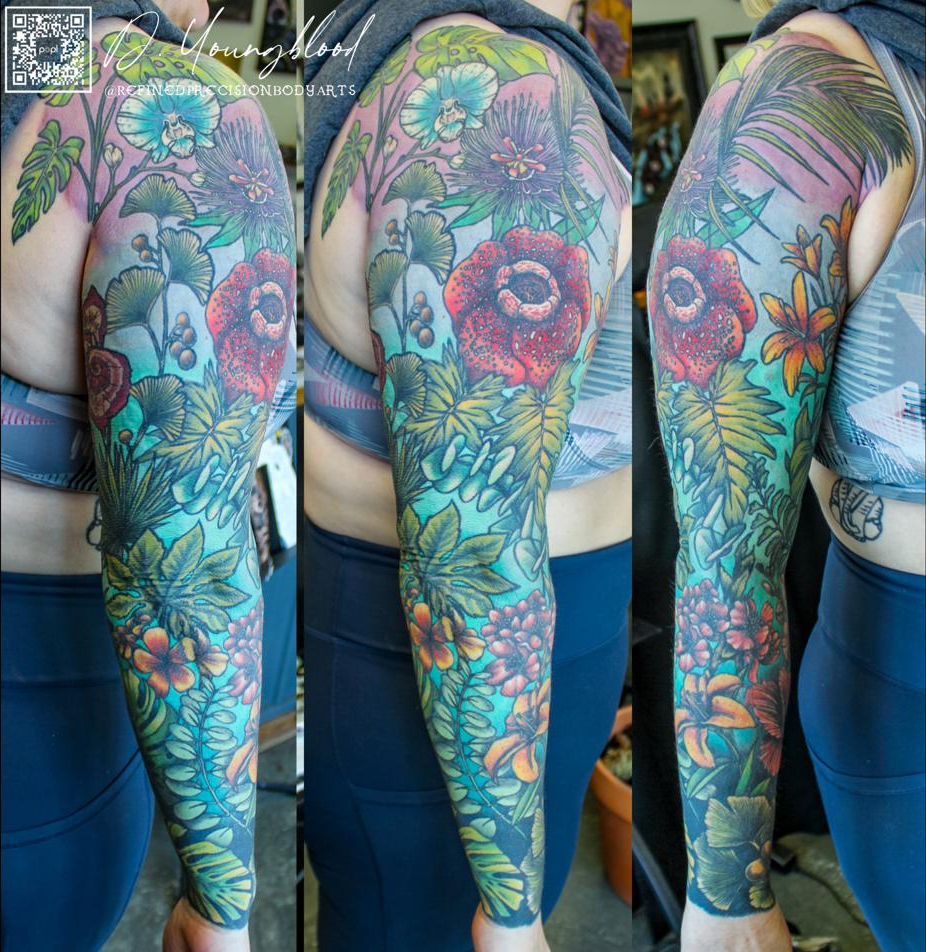 Tropical botanical sleeve — view 2