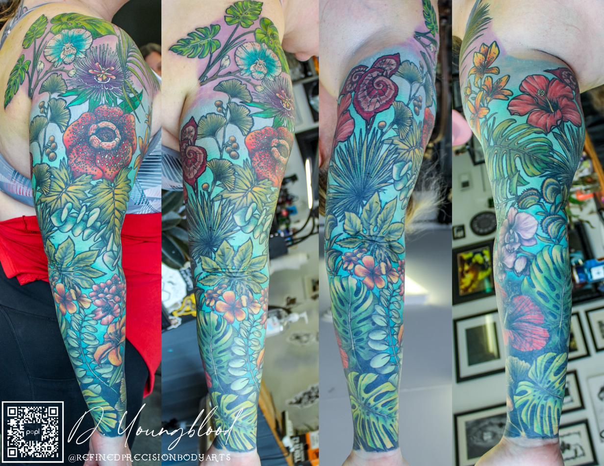 Tropical botanical sleeve — view 3