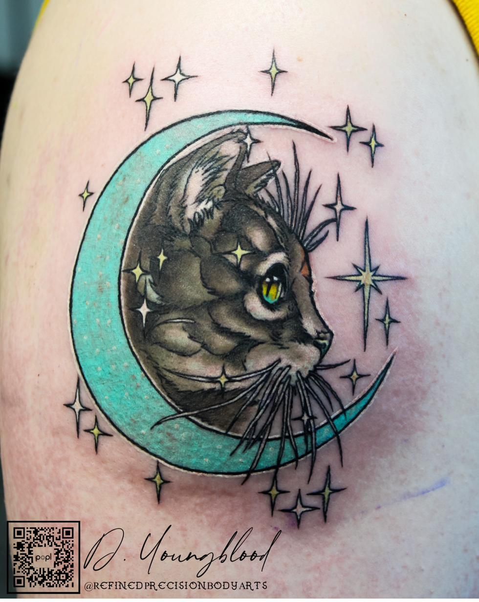 Crescent moon and stars