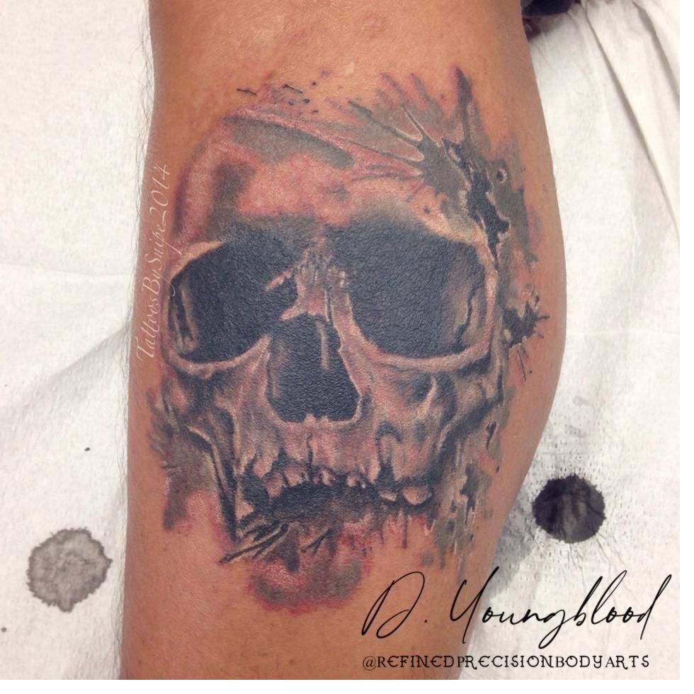 Skull and watercolor splash