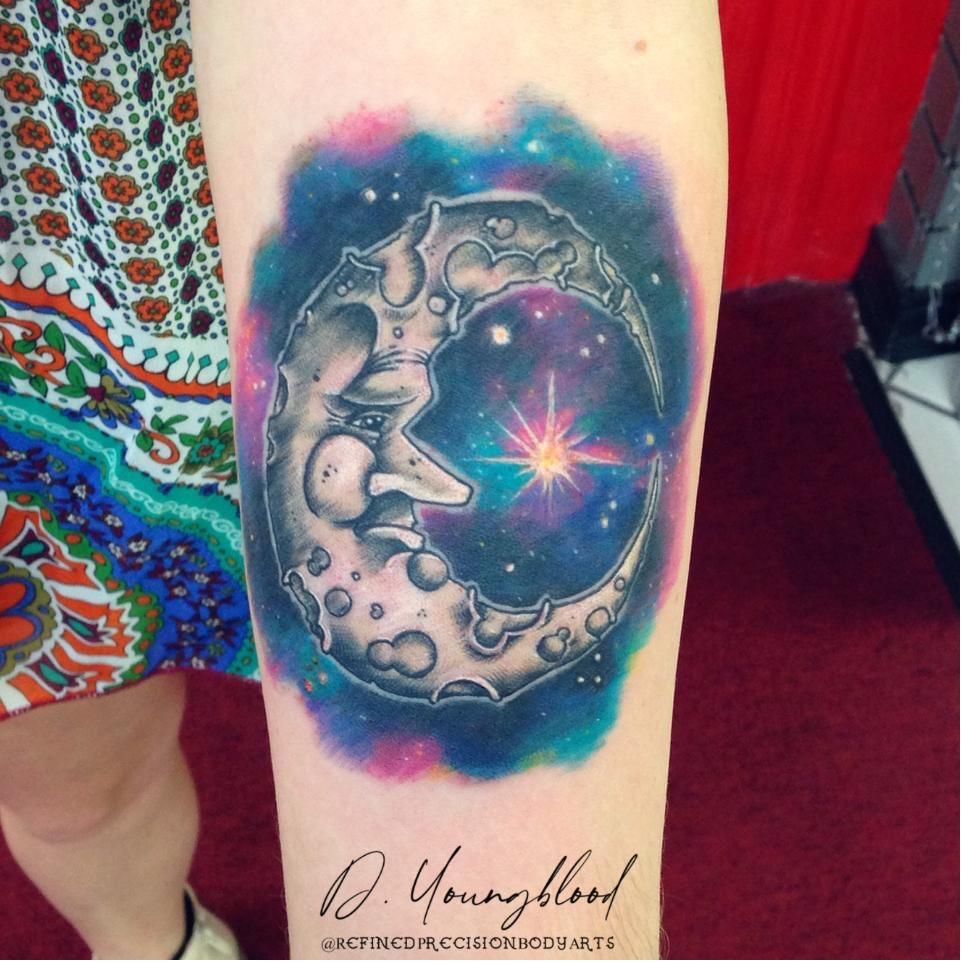 Moon and stars