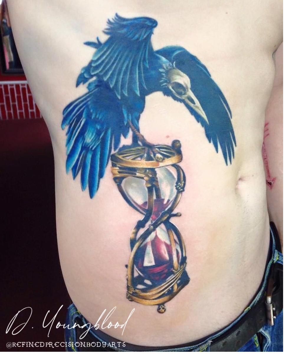 Raven and hourglass